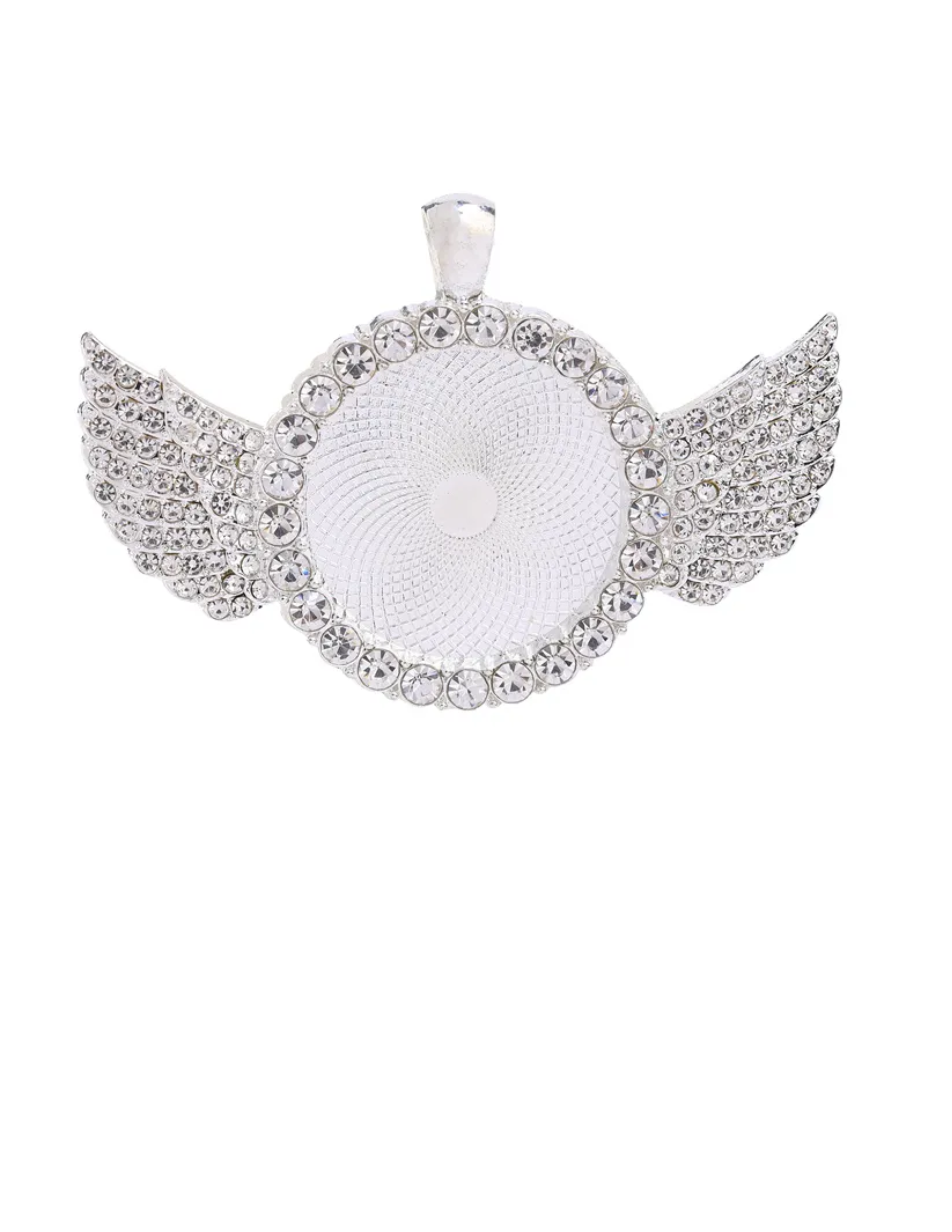Silver Angel Wing Photo Necklace, Wing Rhinestone Photo Necklace, Photo Jewelry