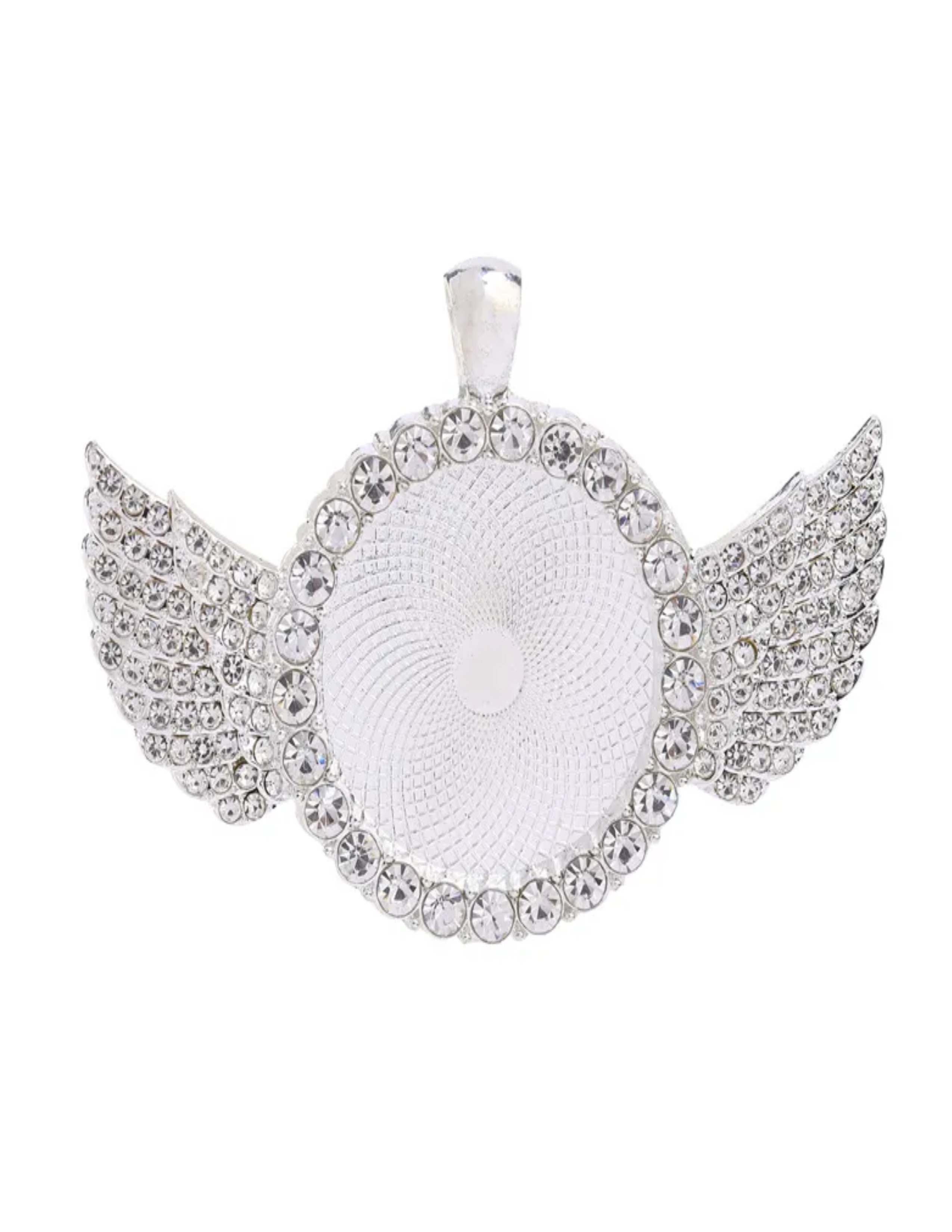 Silver Angel Wing Photo Necklace, Wing Rhinestone Photo Necklace, Photo Jewelry