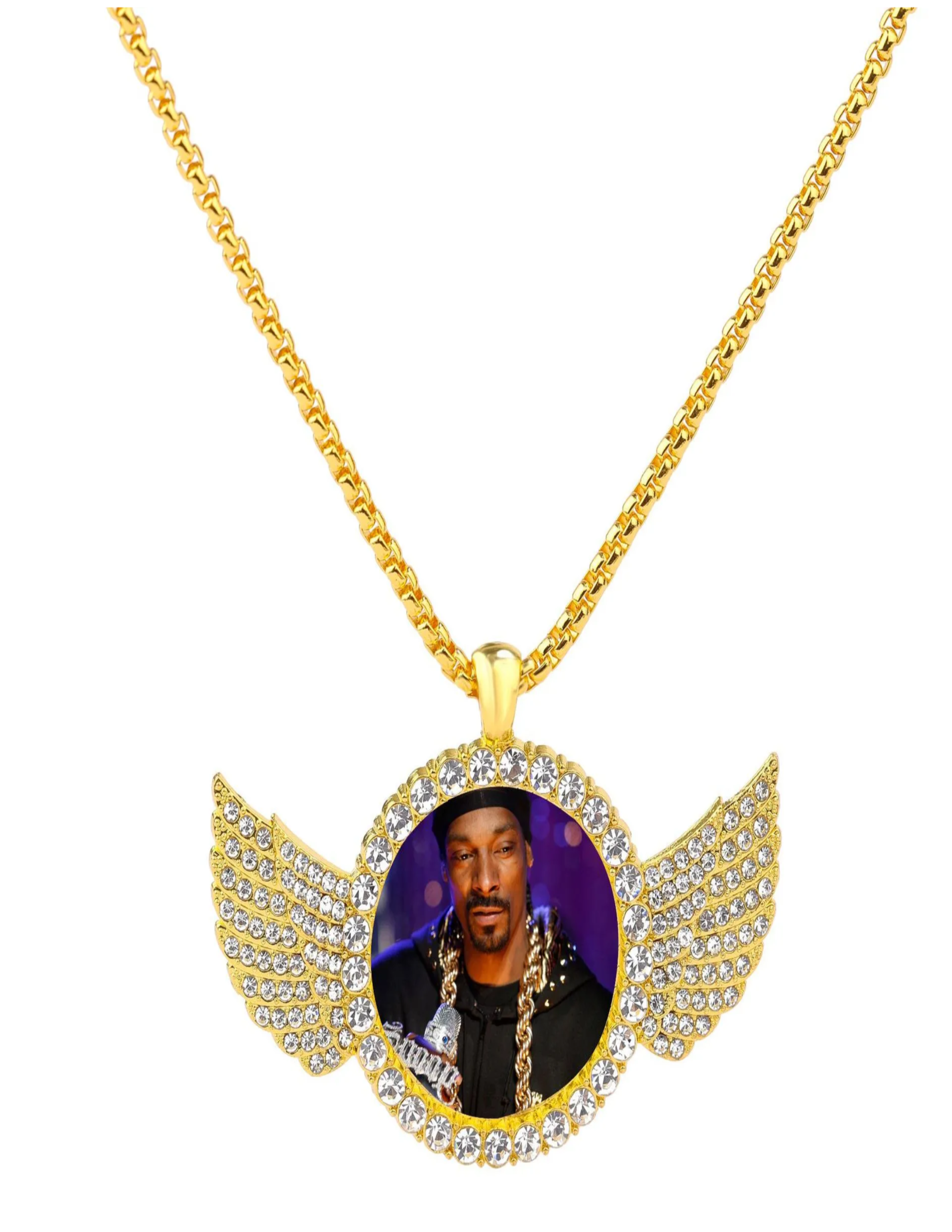 Angel Wing Photo Necklace, Wing Rhinestone Photo Necklace, Photo Jewelry