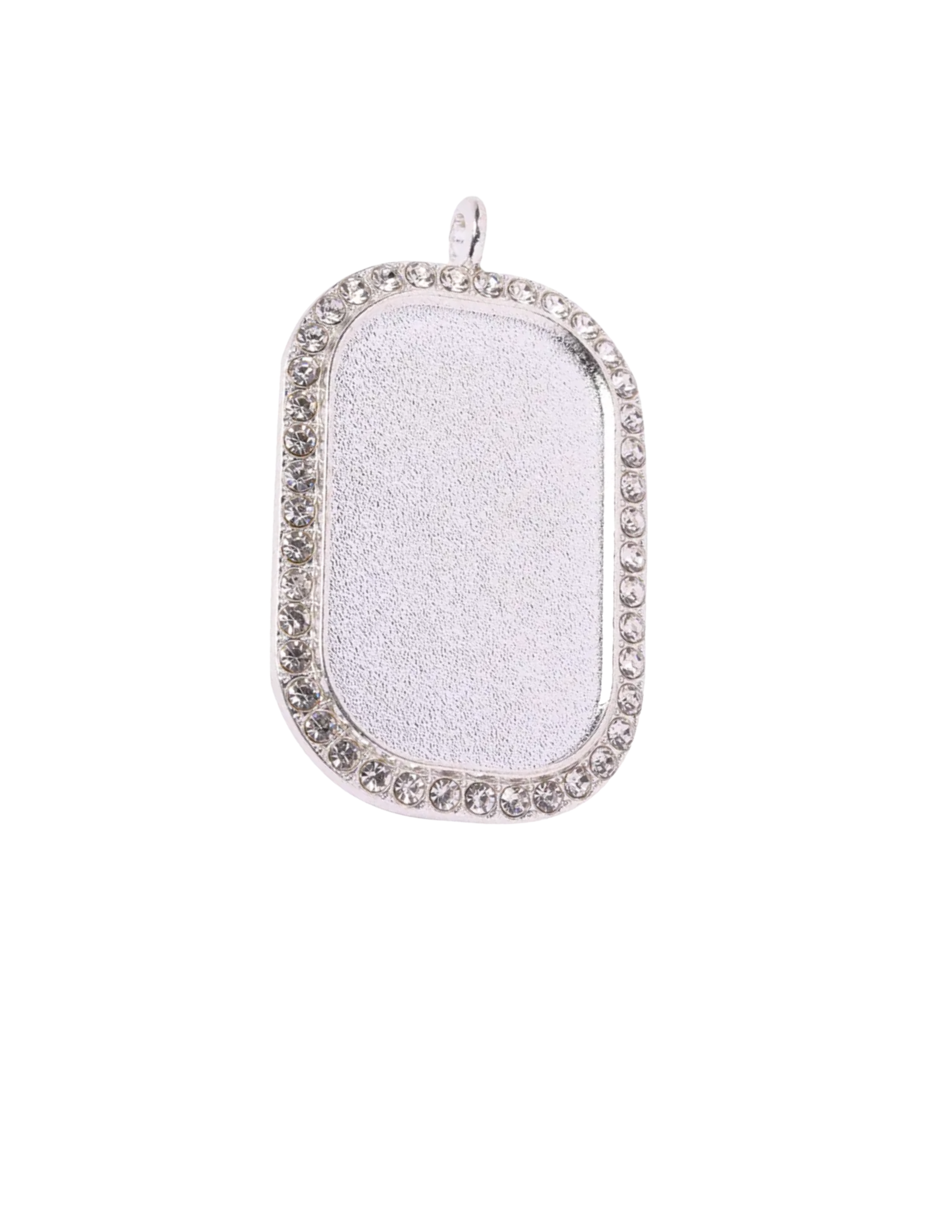 Silver Photo Rhinestone Dog Tag Photo Necklace