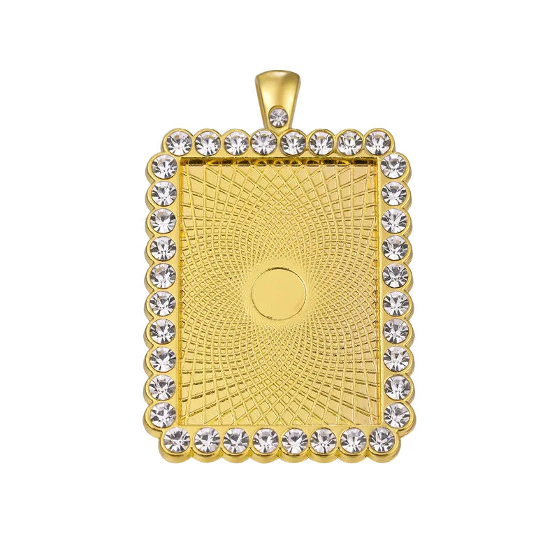 Rectangle Rhinestone Photo Pendant