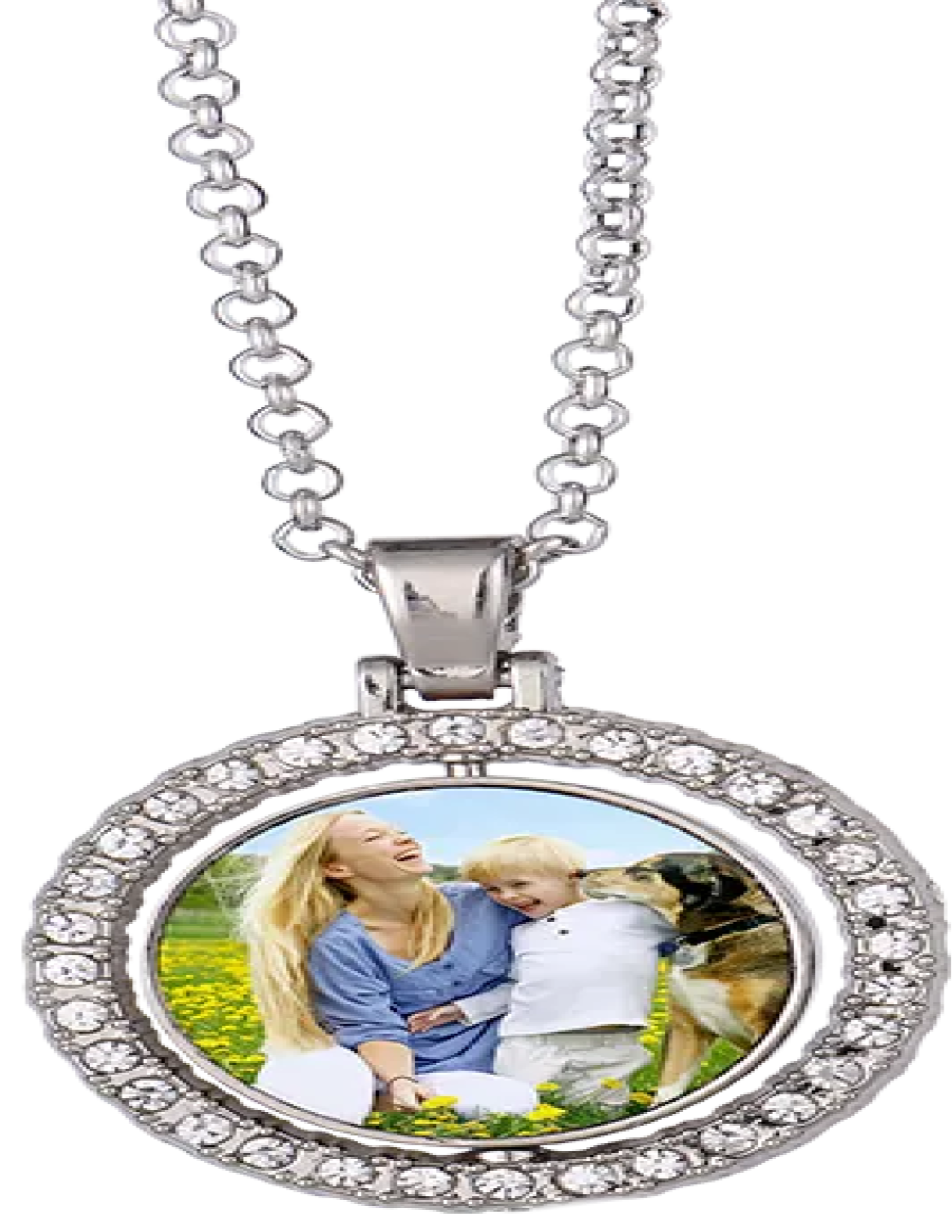 Silver Rotatable Round Pendant Necklace(DOUBLE SIDED)