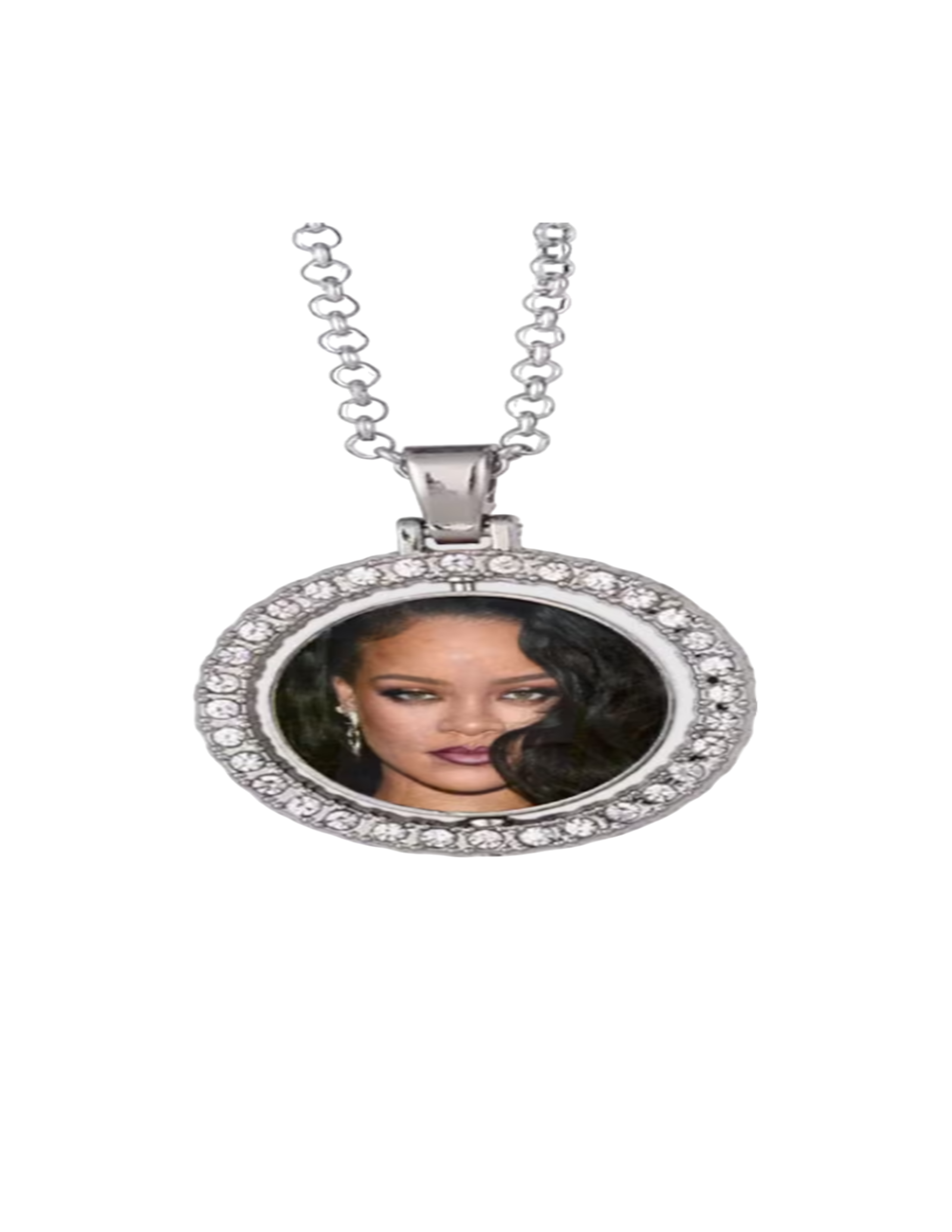 Silver Rotatable Round Pendant Necklace(DOUBLE SIDED)